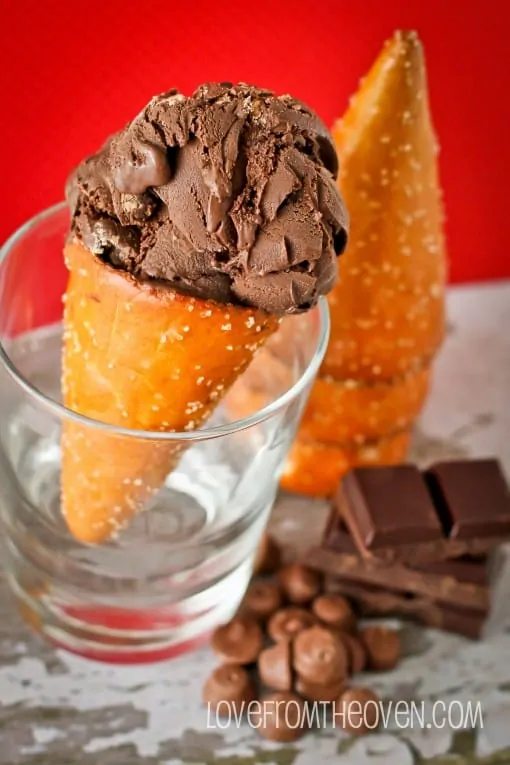 Ice cream cones in glass containers stock photo - OFFSET