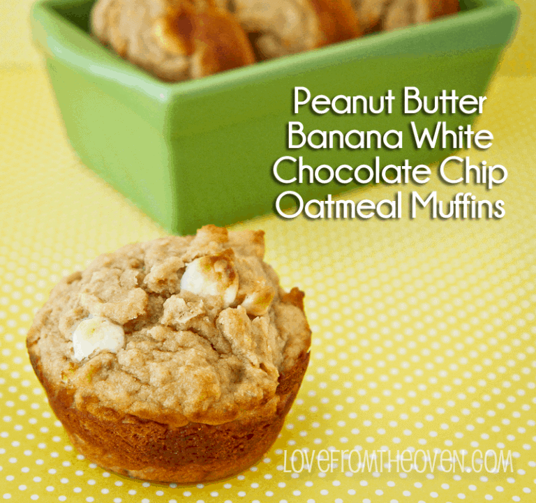 Peanut Butter Banana White Chocolate Chip Muffins Love From The Oven