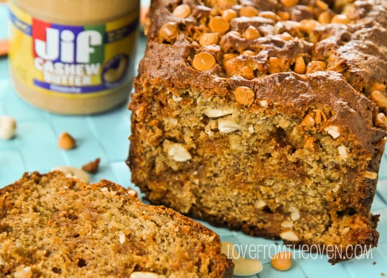 Cashew Butter Butterscotch Banana Bread • Love From The Oven