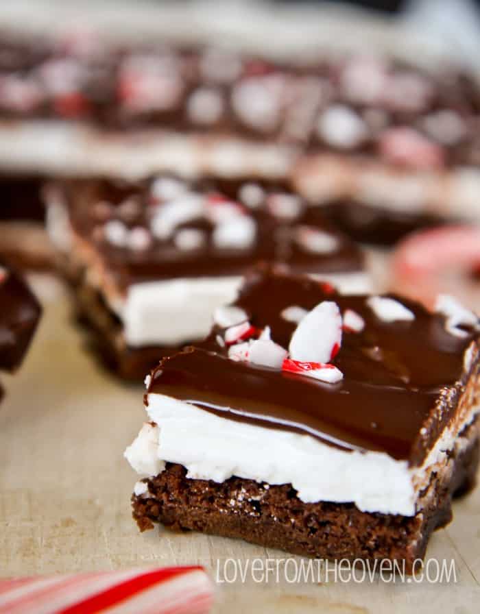 Peppermint Brownie Bars • Love From The Oven