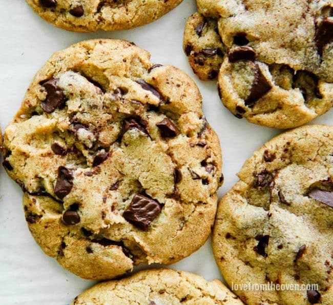 Brown Butter Bakery Style Chocolate Chip Cookies • Love From The Oven