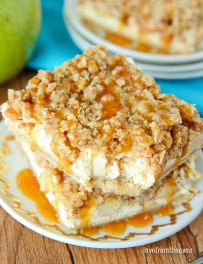 Delicious and Easy Apple Pie Cheesecake Bars • Love From The Oven