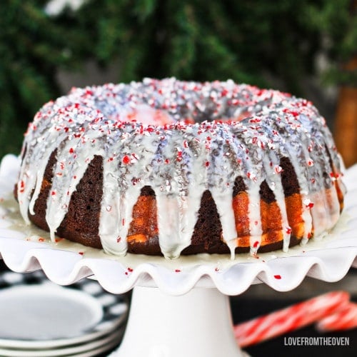 Easy Peppermint Bark Bundt Cake • Love From The Oven