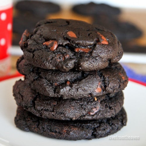 Chocolate Chocolate Chip Cookies • Love From The Oven