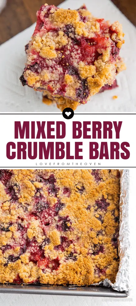 Easy Mixed Berry Crumble Bars • Love From The Oven