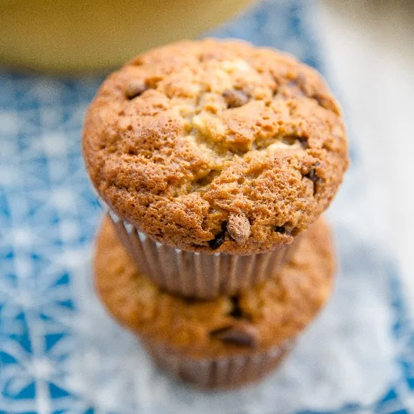 Mini Banana Chocolate Chip Muffins - The BakerMama