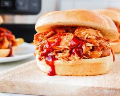 Easy Crockpot BBQ Chicken Sandwiches • Love From The Oven