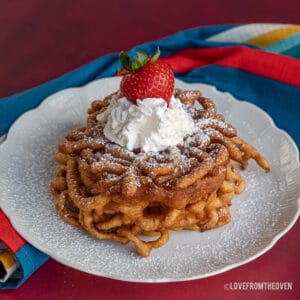 Easy Funnel Cake With Pancake Mix • Love From The Oven