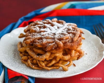 Easy Funnel Cake With Pancake Mix • Love From The Oven