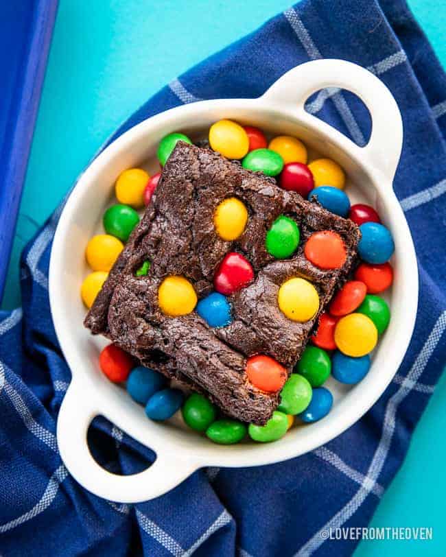 M&M Brownies - Celebrating Sweets