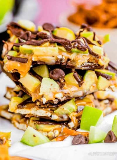 stack of caramel apple chocolate bark