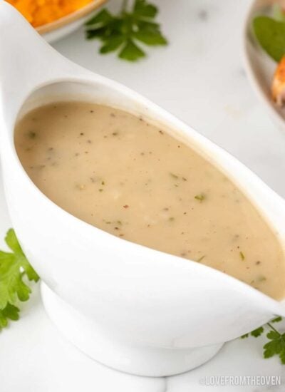 a container of gravy