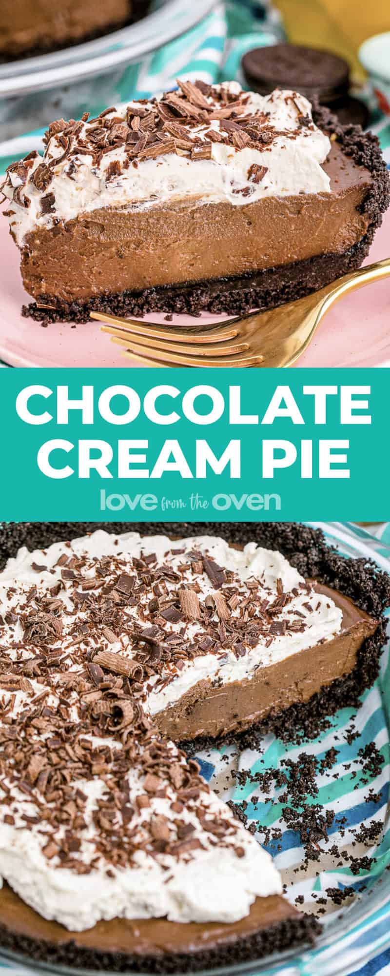 Easy Chocolate Cream Pie Recipe • Love From The Oven