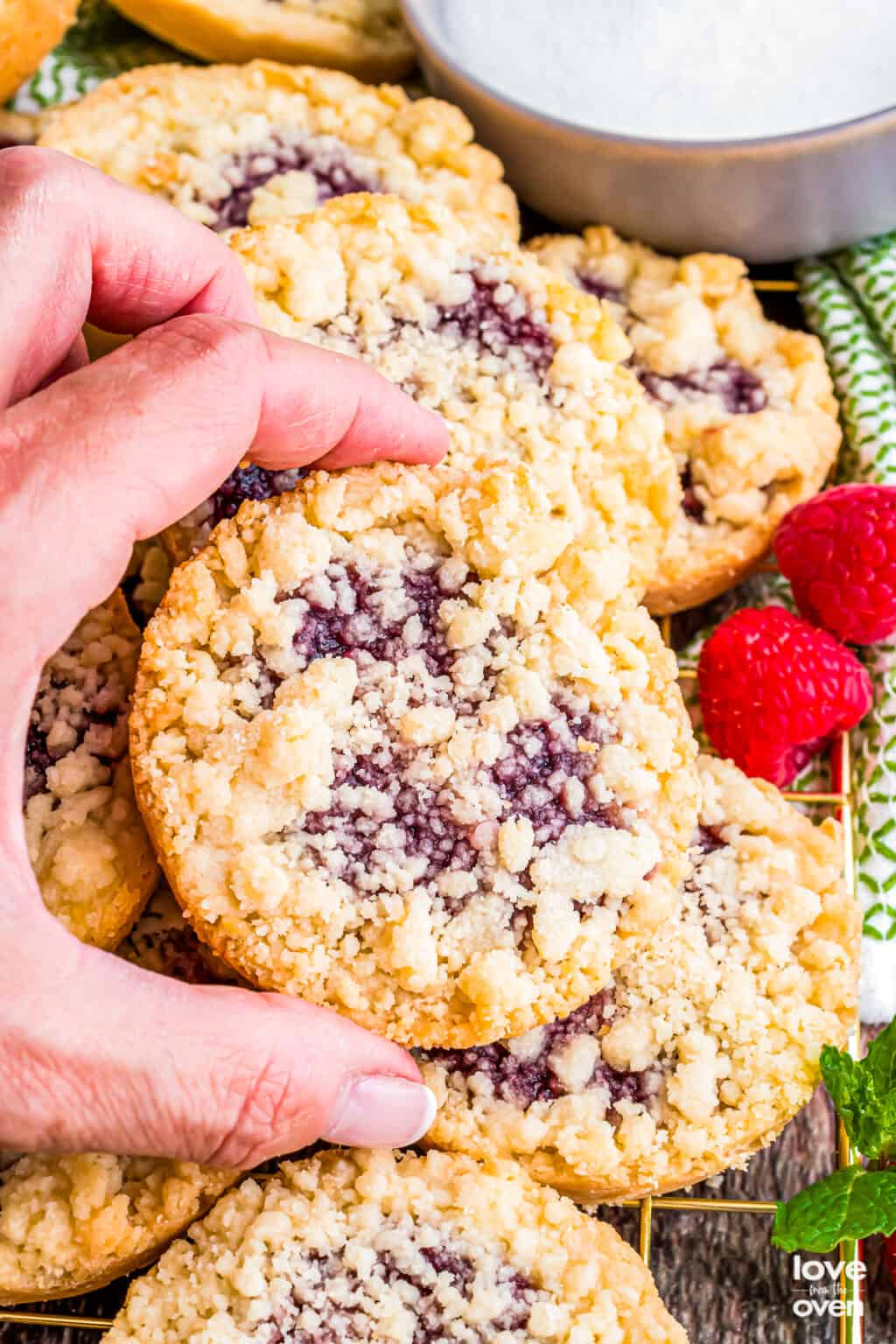 Raspberry Crumble Cookies • Love From The Oven