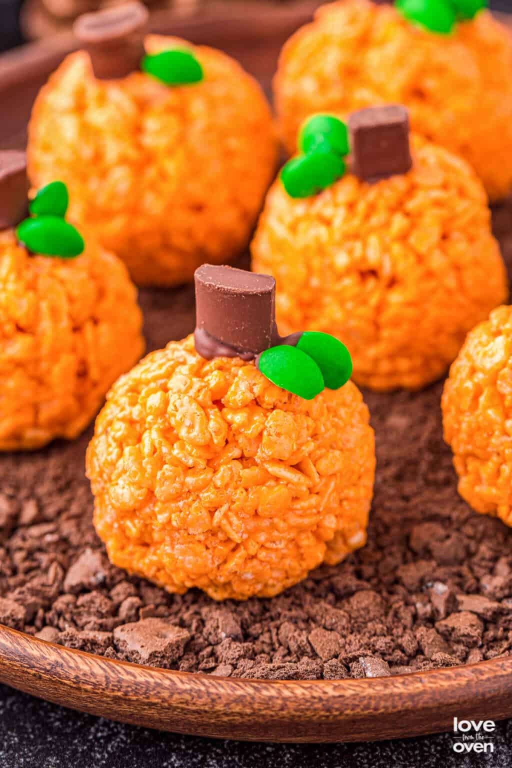 Rice Krispie Pumpkin Treats • Love From The Oven