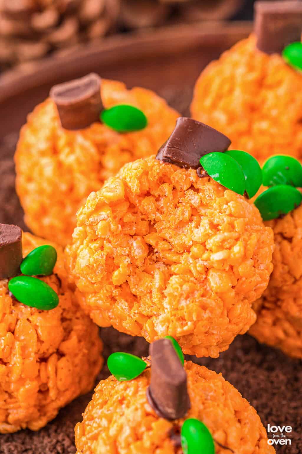 Rice Krispie Pumpkin Treats • Love From The Oven