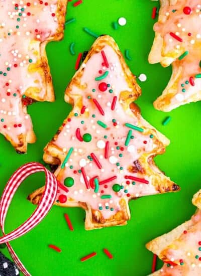 Christmas hand pies on a green background