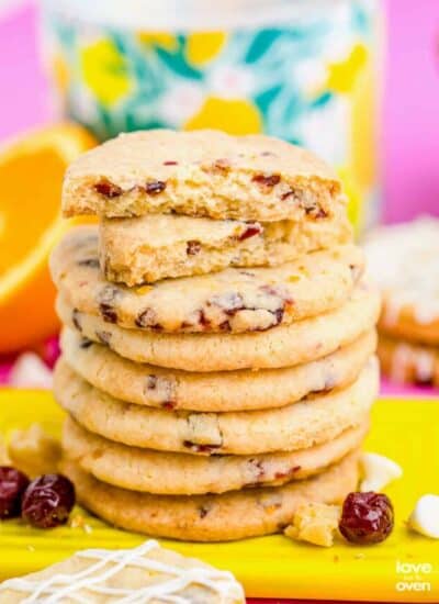 A stack of orange cranberry cookies