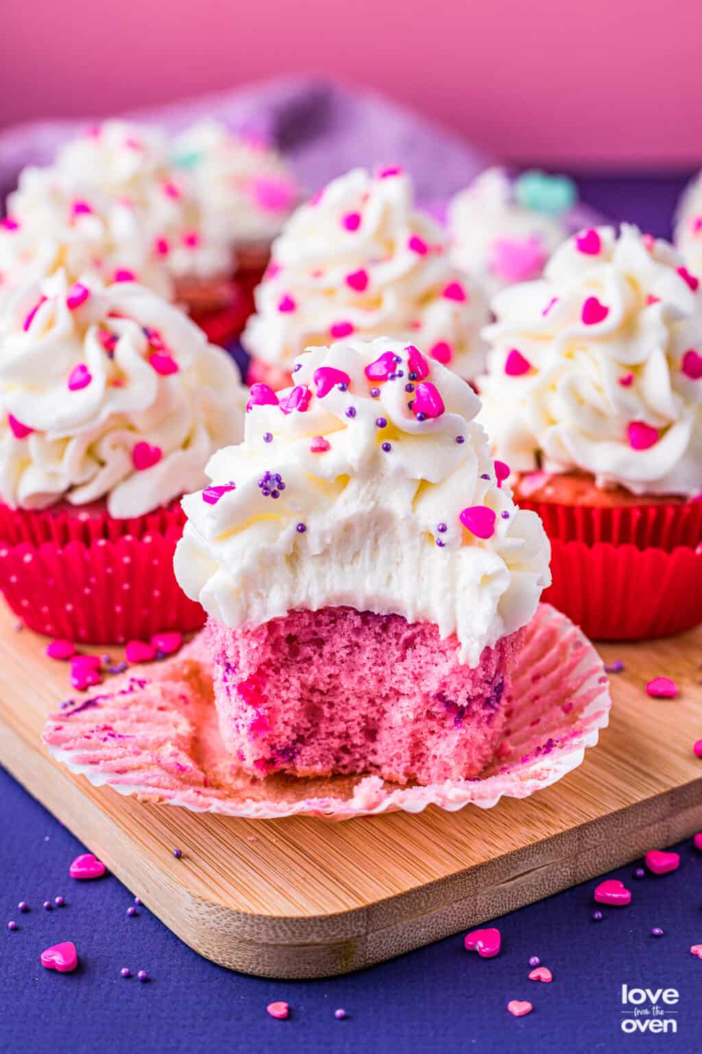 Pink Velvet Cupcakes • Love From The Oven