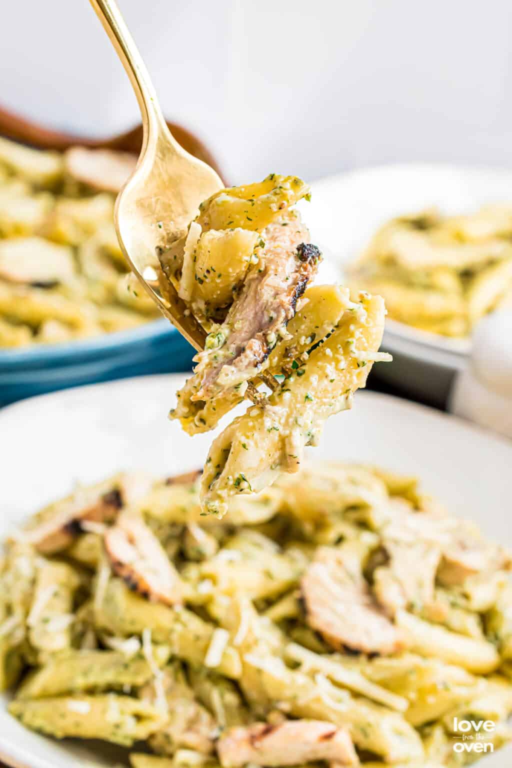 Creamy Chicken Pesto Pasta • Love From The Oven