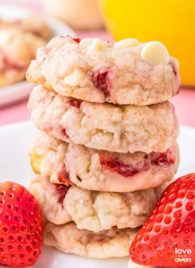 a stack of strawberry cookies