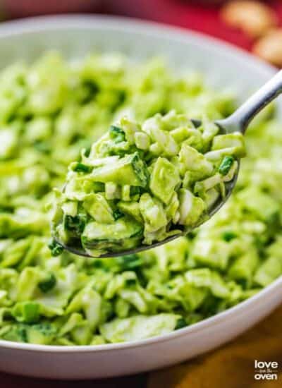 A spoonful of green goddess salad