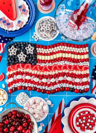 a candy board made to look like an american flag