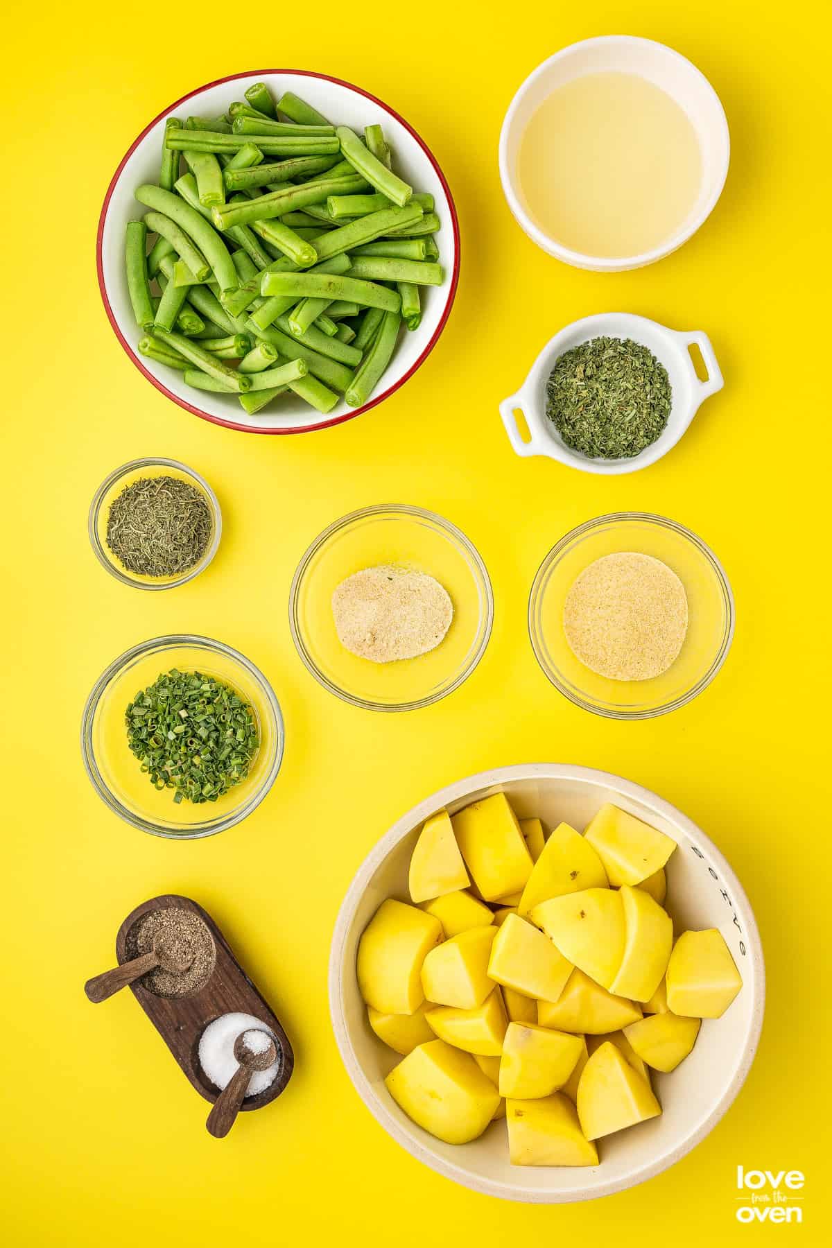 ingredients for a green beans and potatoes recipe