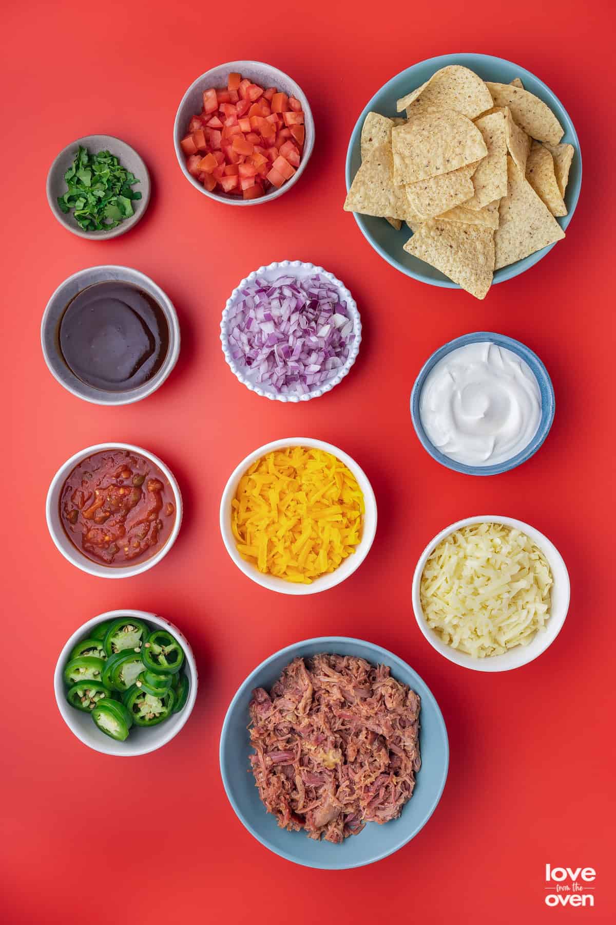 Ingredients for pulled pork nachos